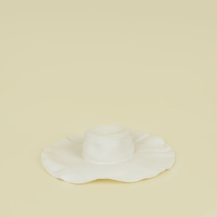 Chanel Ivory CC Straw Wide Sun Hat