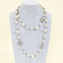 Chanel Ivory CC Crystal Pearl Long Necklace