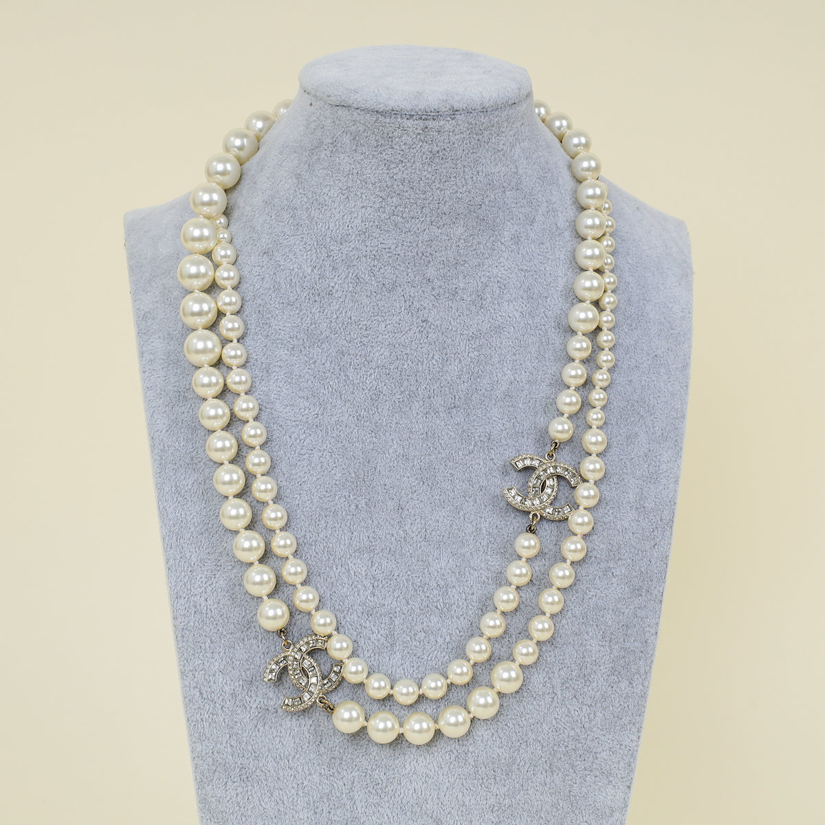 Chanel Ivory CC Pearl Long Necklace