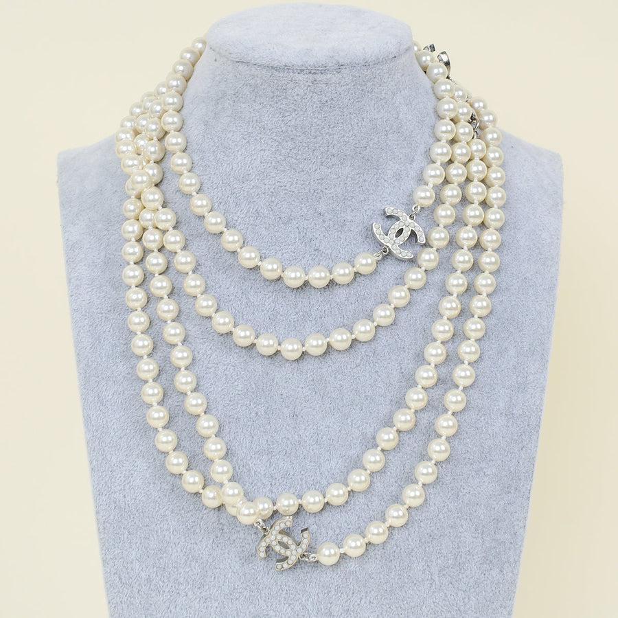Chanel Ivory CC Pearl Long Necklace