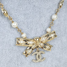 Chanel Gold CC Drop Bow Pearl Choker