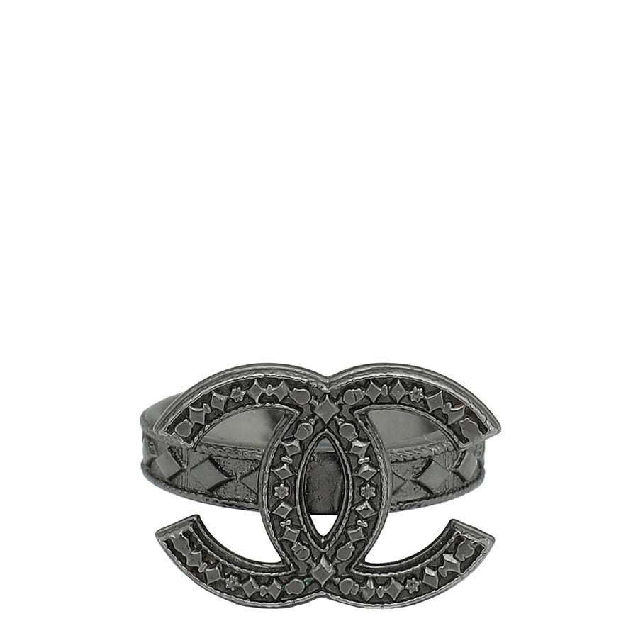 Chanel Gunmetal CC Ring 6 (52)
