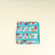 Chanel Teal Multicolor 1980 Coco Mark Silk Scarf