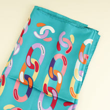 Chanel Teal Multicolor 1980 Coco Mark Silk Scarf