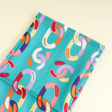 Chanel Teal Multicolor 1980 Coco Mark Silk Scarf