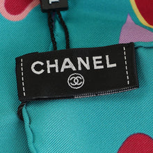 Chanel Teal Multicolor 1980 Coco Mark Silk Scarf