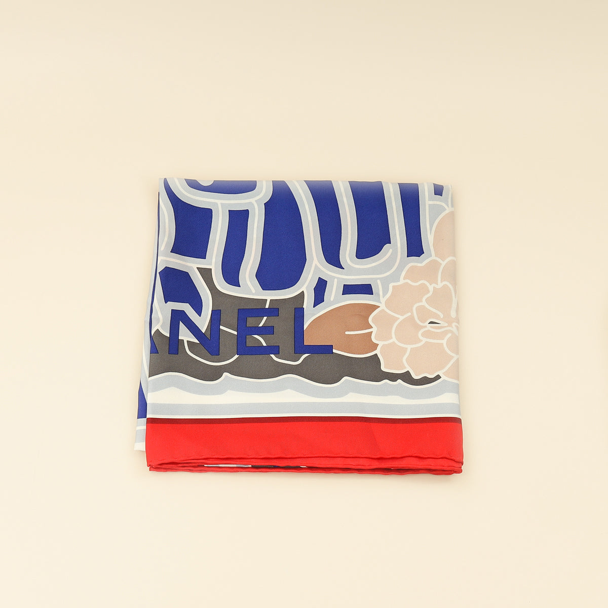 Chanel Multicolor Logo Print Silk Scarf 90