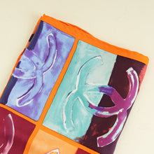 Chanel Orange Multicolor CC Checkered Scarf
