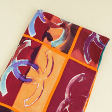 Chanel Orange Multicolor CC Checkered Scarf