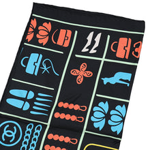 Chanel Black Multicolor Silk Square Scarf