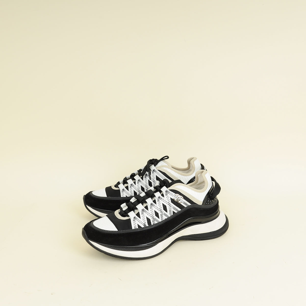 Chanel Bicolor CC Trainer Sneaker 37.5