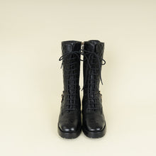 Chanel Black Mid-Calf Boots w/Chain CC Detail 37.5
