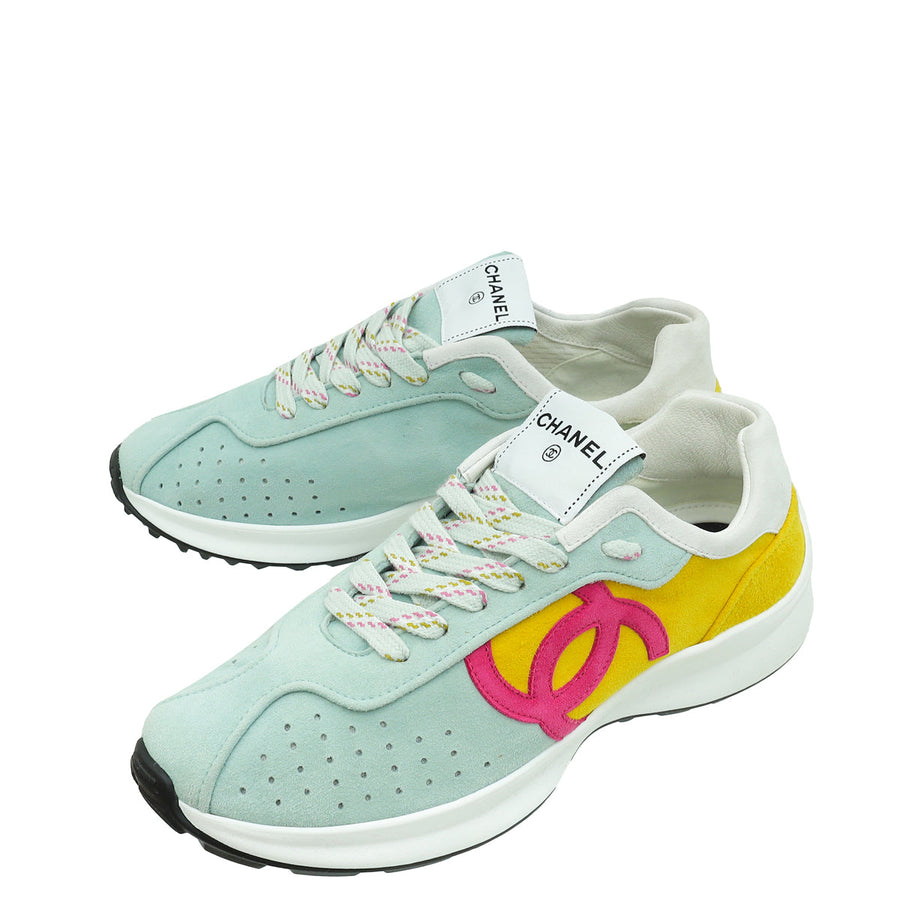 Chanel Tricolor CC Trainer Sneakers 39.5