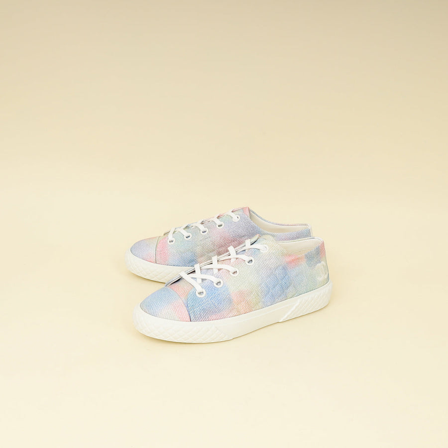 Chanel Multicolor CC Printed Fabric Quilted Low Top Sneakers 39