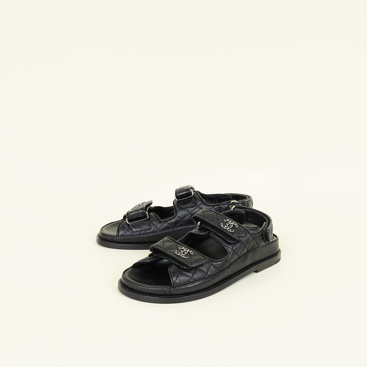 Chanel Black CC Dad Sandals 39