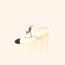 Chanel Bicolor Lace-Up Platform Pumps 39