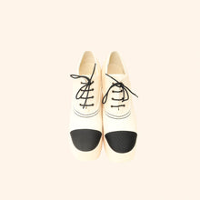 Chanel Bicolor Lace-Up Platform Pumps 39