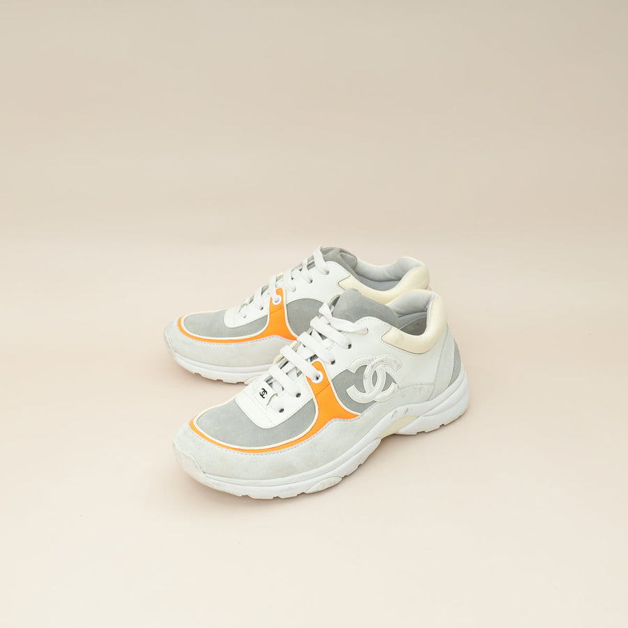 Chanel Tricolor CC Trainer Sneaker 36.5