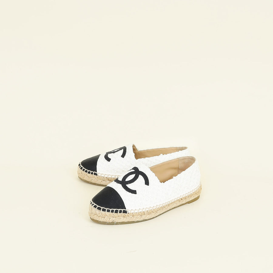 Chanel Bicolor CC Cap Toe Tweed Espadrille 36