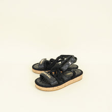 Chanel Black Logo Cord Quilted Slide Sandal 36