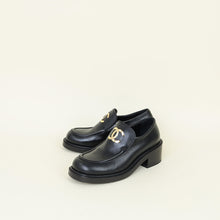 Chanel Black Interlocking CC Logo Platform Loafers 37.5