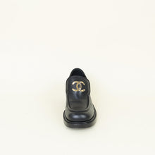 Chanel Black Interlocking CC Logo Platform Loafers 37.5