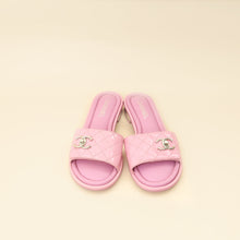Chanel Lilac CC Twist Lock Quilted Slide Sandal 38.5