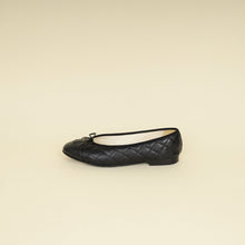 Chanel Black CC Cap Toe Quilted Ballerina 38.5