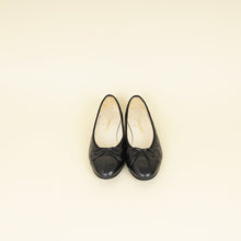 Chanel Black CC Cap Toe Quilted Ballerina 38.5