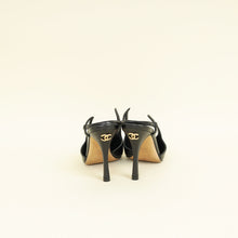 Chanel Black CC Cap Toe Pointed Slingback Pump 38.5
