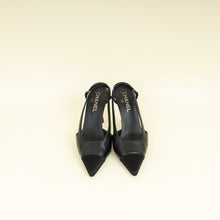 Chanel Black CC Cap Toe Pointed Slingback Pump 38.5