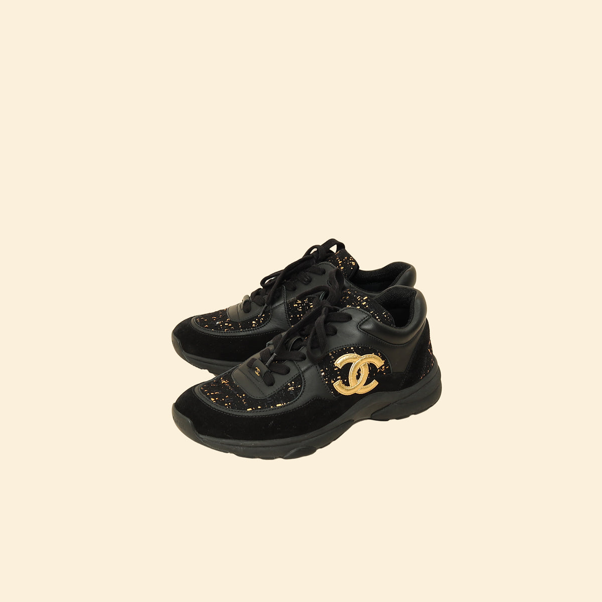 Chanel Black CC Sneakers 38