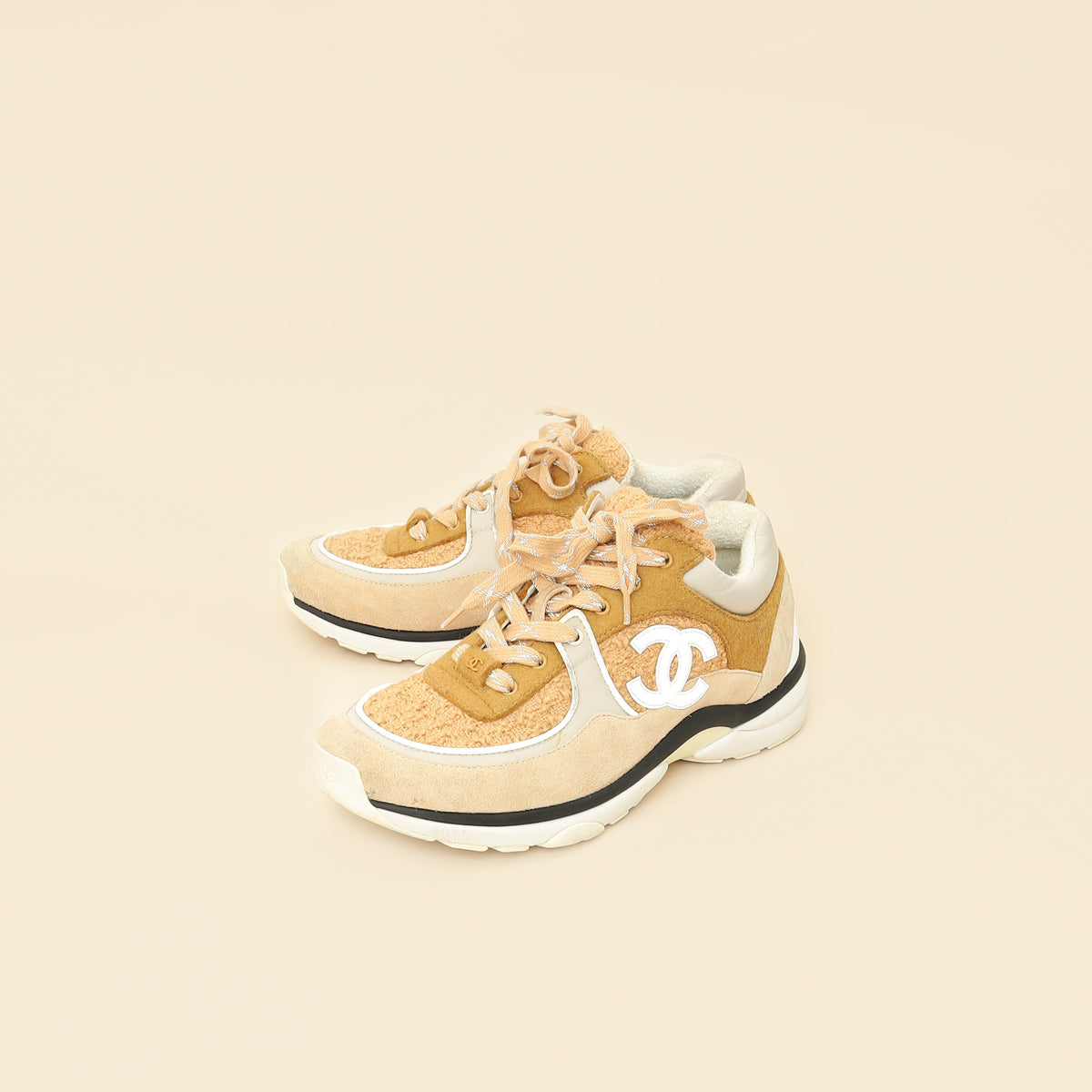 Chanel Beige CC Sneakers 38