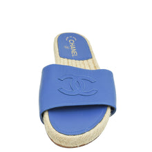 Chanel Blue CC Slide Espadrille Mules 38