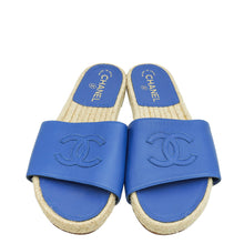 Chanel Blue CC Slide Espadrille Mules 38