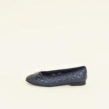 Chanel Navy Blue CC Cap Toe Ballet Flats 38C