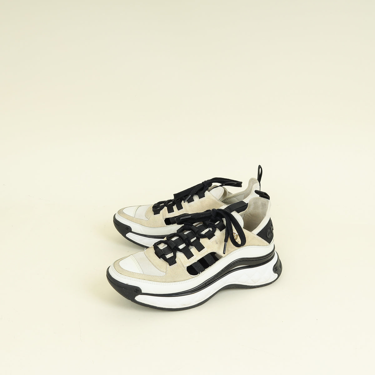 Chanel Bicolor CC Trainer Sneaker 38