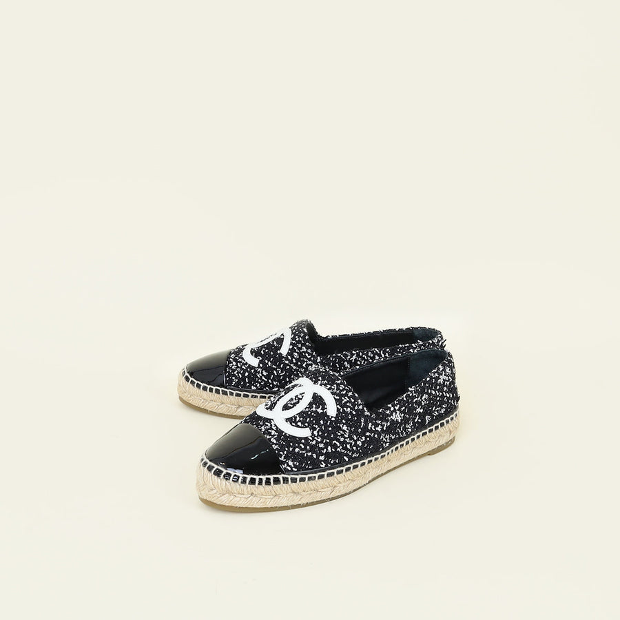 Chanel Black CC Cap Toe Espadrille 38C
