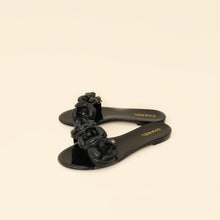 Chanel Black Camellia CC Slides 38