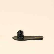 Chanel Black Camellia CC Slides 38