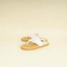 Chanel White CC Terry Cloth Raffia Thong Sandals 39.5
