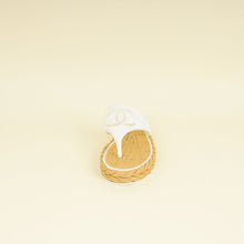 Chanel White CC Terry Cloth Raffia Thong Sandals 39.5