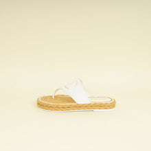 Chanel White CC Terry Cloth Raffia Thong Sandals 39.5