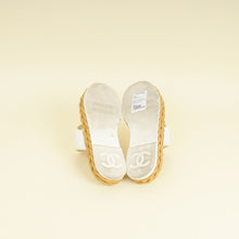 Chanel White CC Terry Cloth Raffia Thong Sandals 39.5