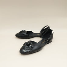 Chanel Black CC Cap Toe Camellia Ballerina 39