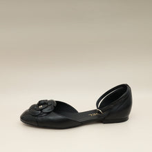 Chanel Black CC Cap Toe Camellia Ballerina 39