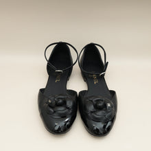 Chanel Black CC Cap Toe Camellia Ballerina 39
