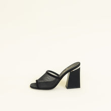 Chanel Black CC Pearl Mesh Heel Mules 40
