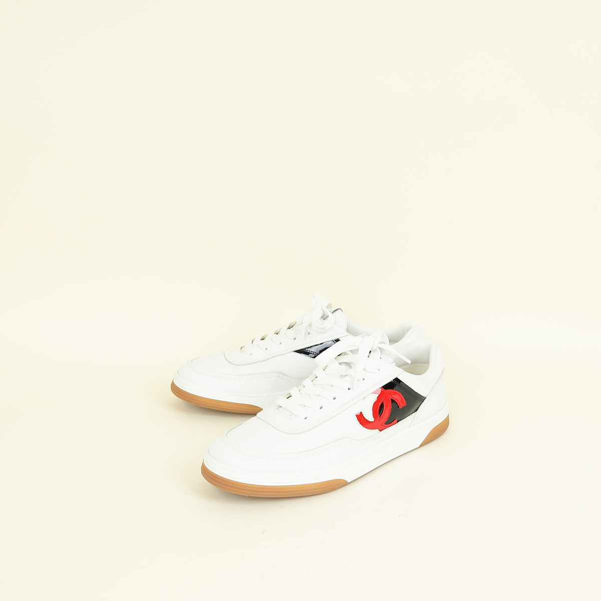 Chanel White CC Trainer Sneaker 40