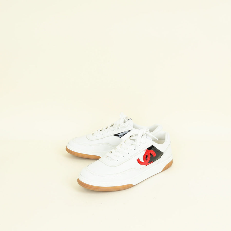 Chanel White CC Trainer Sneaker 40